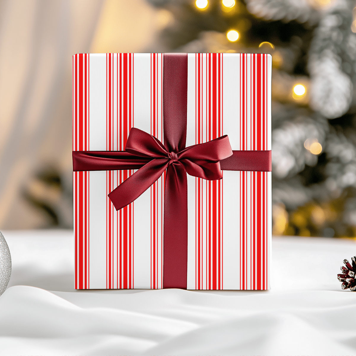 Peppermint Parade – Red & White Striped Wrapping Paper
