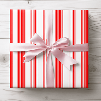Peppermint Parade – Red & White Striped Wrapping Paper