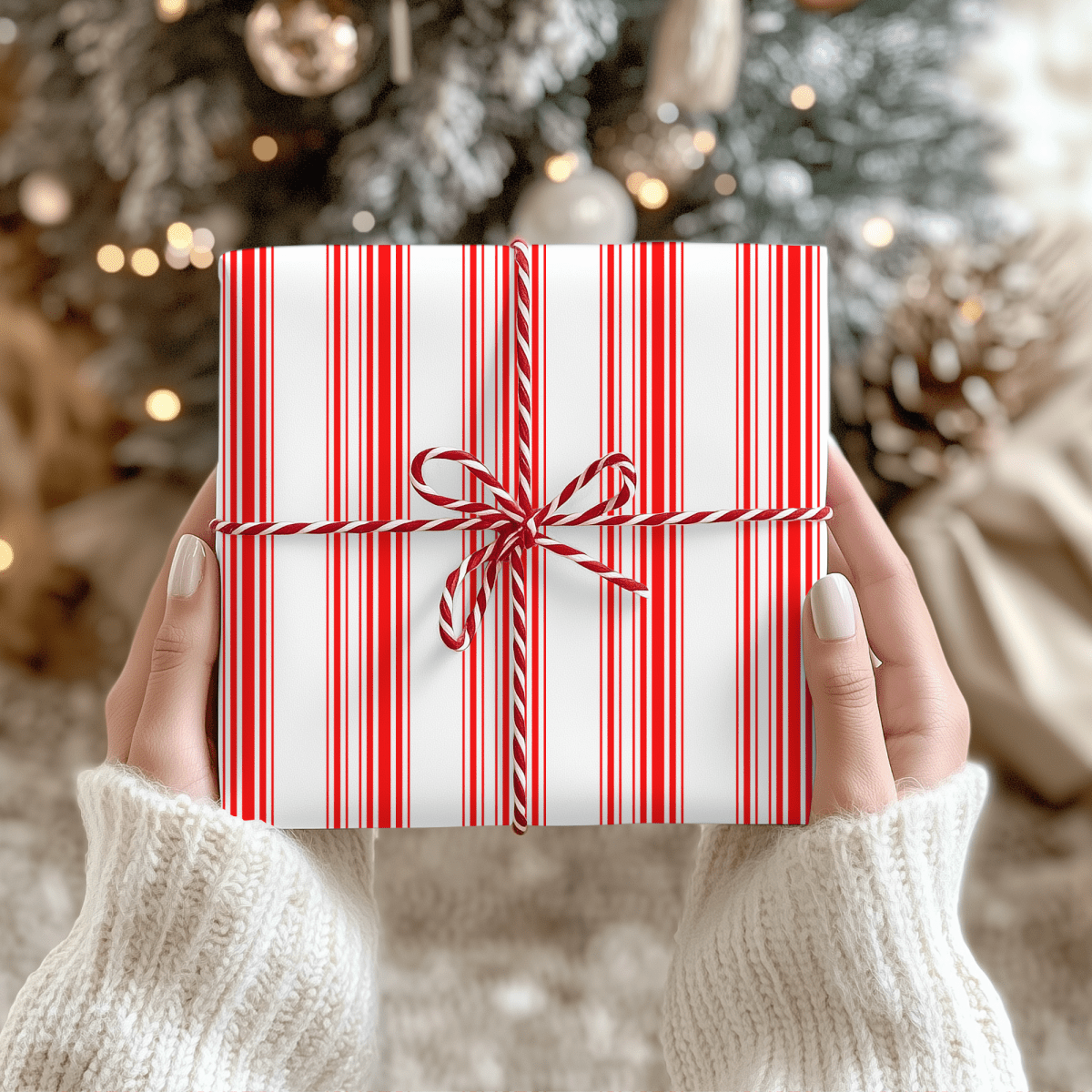 Peppermint Parade – Red & White Striped Wrapping Paper