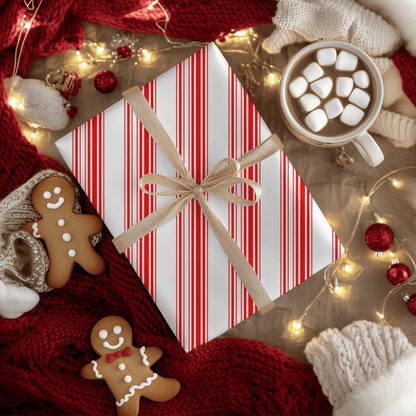 Peppermint Parade – Red & White Striped Wrapping Paper