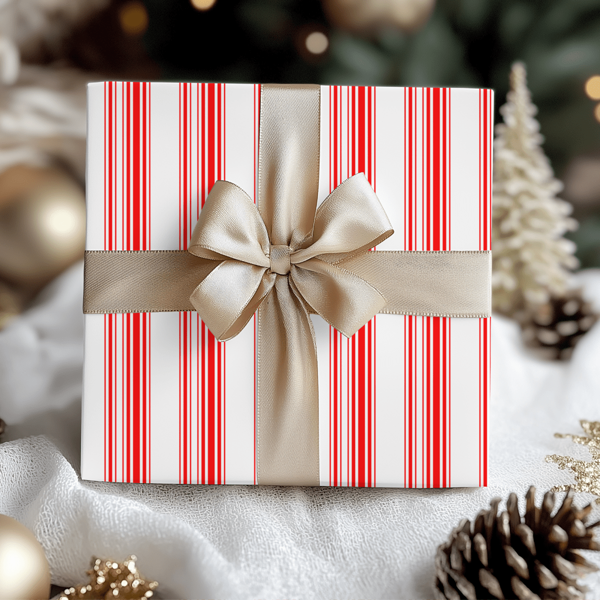 Peppermint Parade – Red & White Striped Wrapping Paper