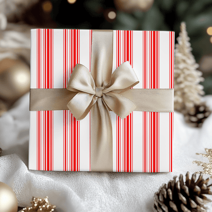Peppermint Parade – Red & White Striped Wrapping Paper