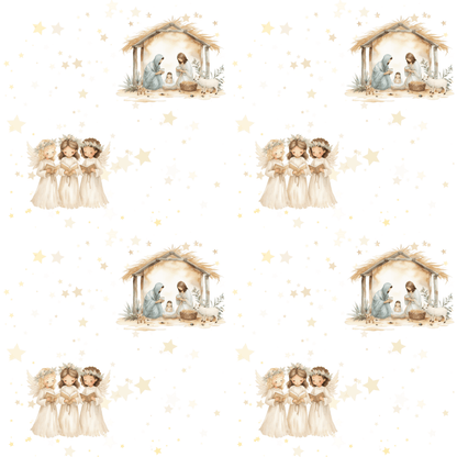 Silent Night & Starlight – Nativity Wrapping Paper