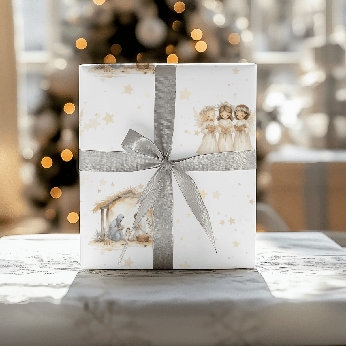 Silent Night & Starlight – Nativity Wrapping Paper