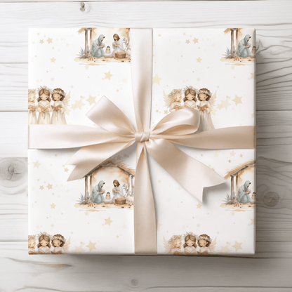 Silent Night & Starlight – Nativity Wrapping Paper