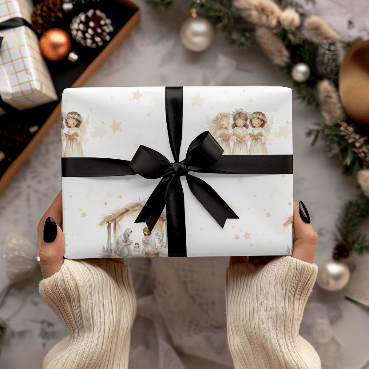 Silent Night & Starlight – Nativity Wrapping Paper