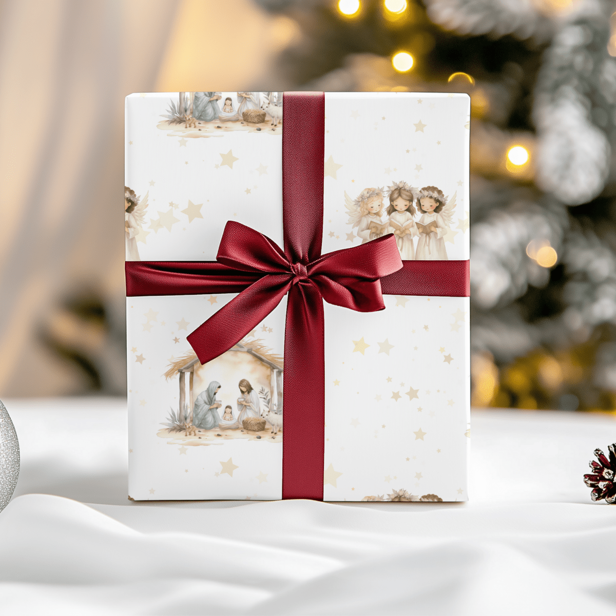 Silent Night & Starlight – Nativity Wrapping Paper