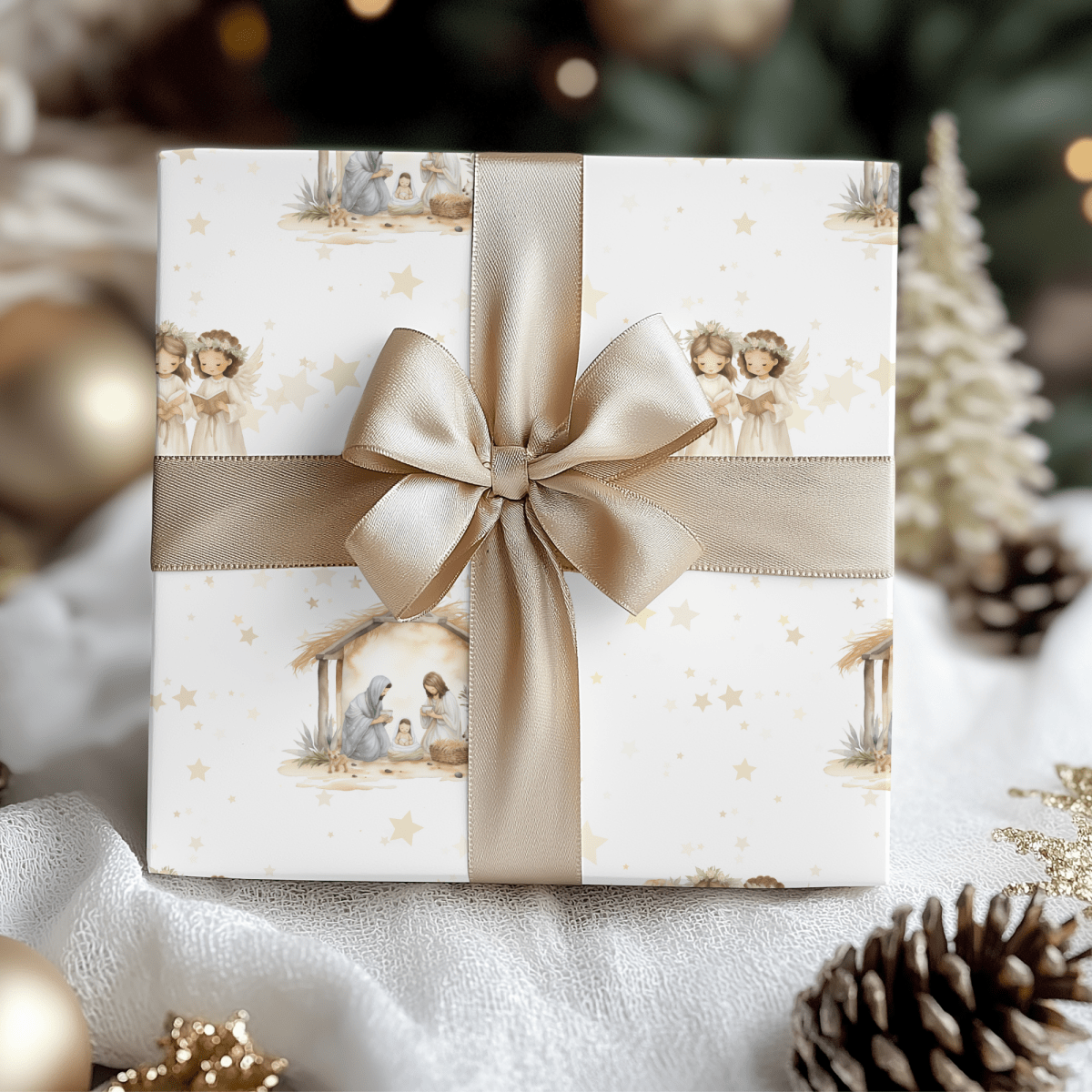 Silent Night & Starlight – Nativity Wrapping Paper
