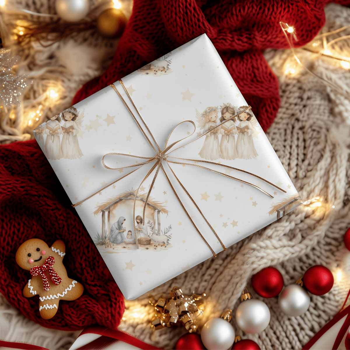 Silent Night & Starlight – Nativity Wrapping Paper
