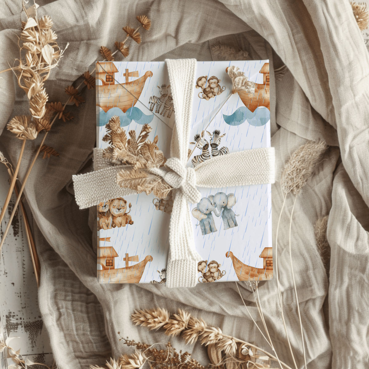 Noah's Nifty Ark – Animal Pairs Wrapping Paper – Lokipawz