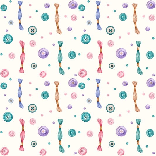 Sew Lovely – Buttons & Threads Wrapping Paper