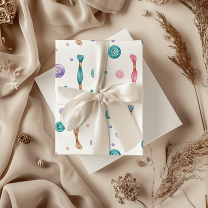Sew Lovely – Buttons & Threads Wrapping Paper