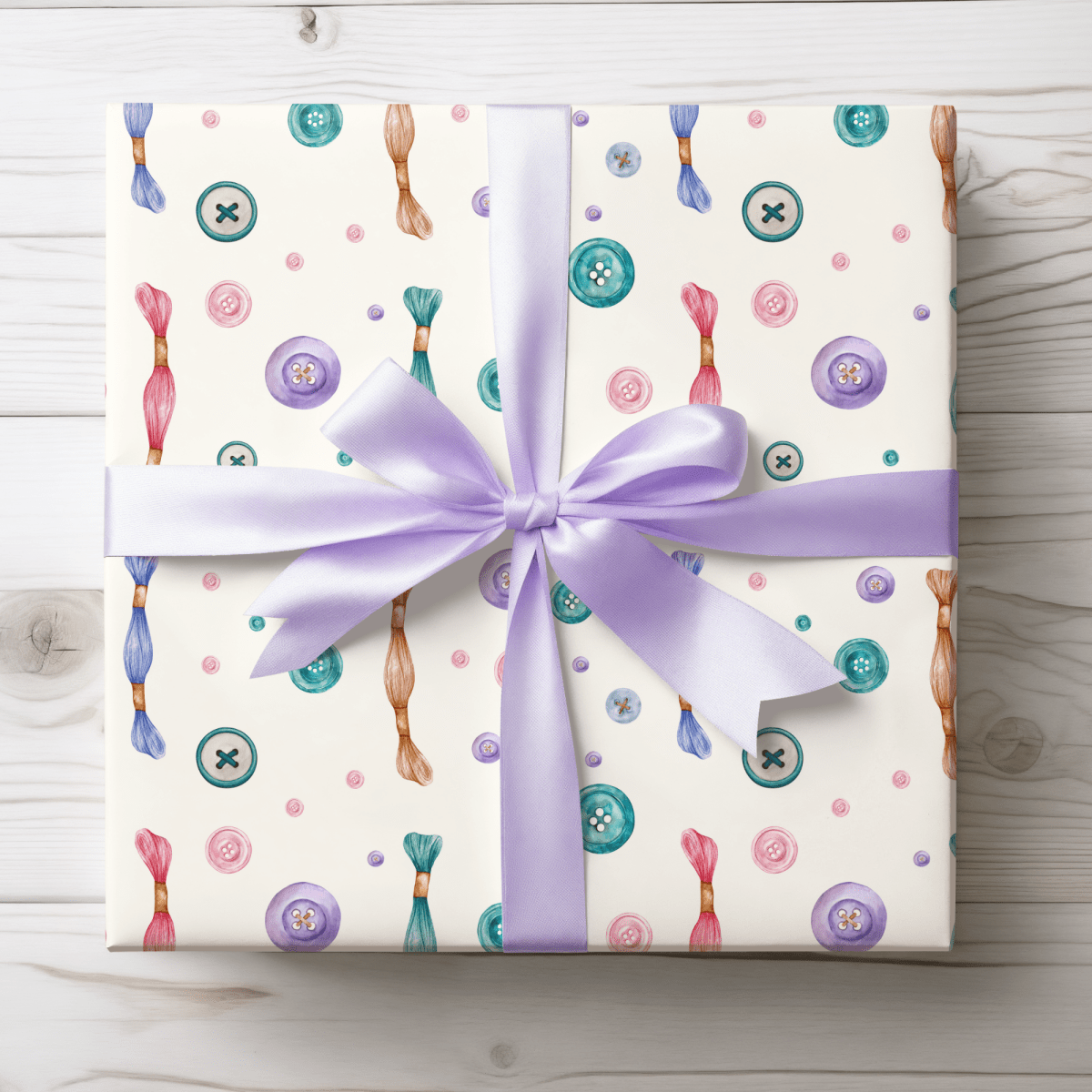 Sew Lovely – Buttons & Threads Wrapping Paper