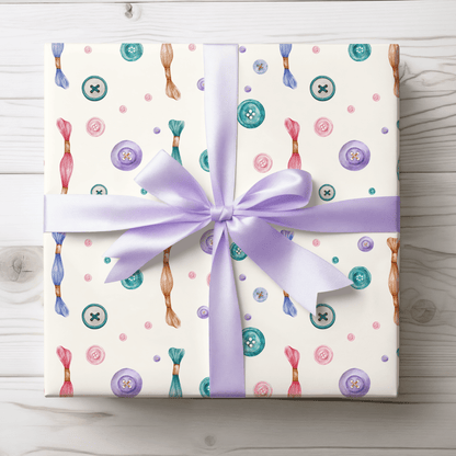 Sew Lovely – Buttons & Threads Wrapping Paper