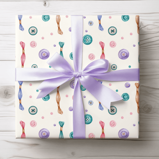 Sew Lovely – Buttons & Threads Wrapping Paper