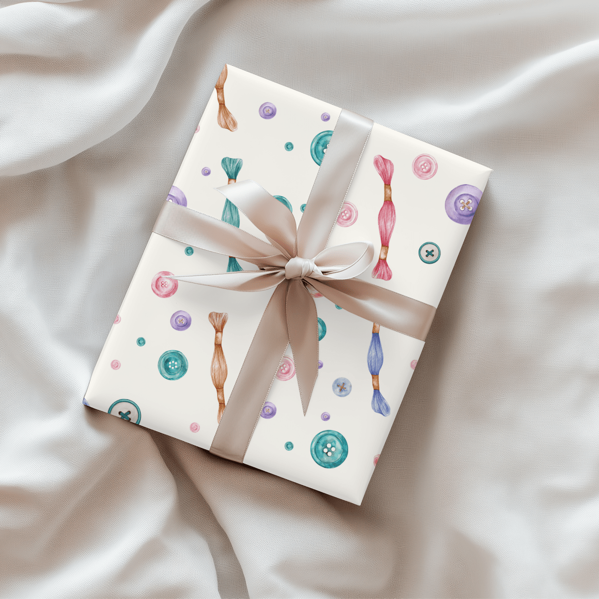 Sew Lovely – Buttons & Threads Wrapping Paper