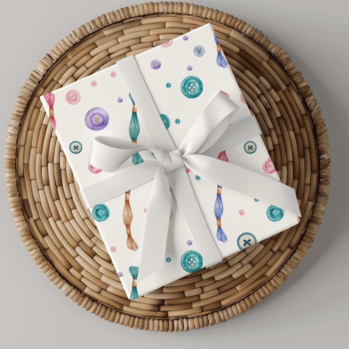 Sew Lovely – Buttons & Threads Wrapping Paper