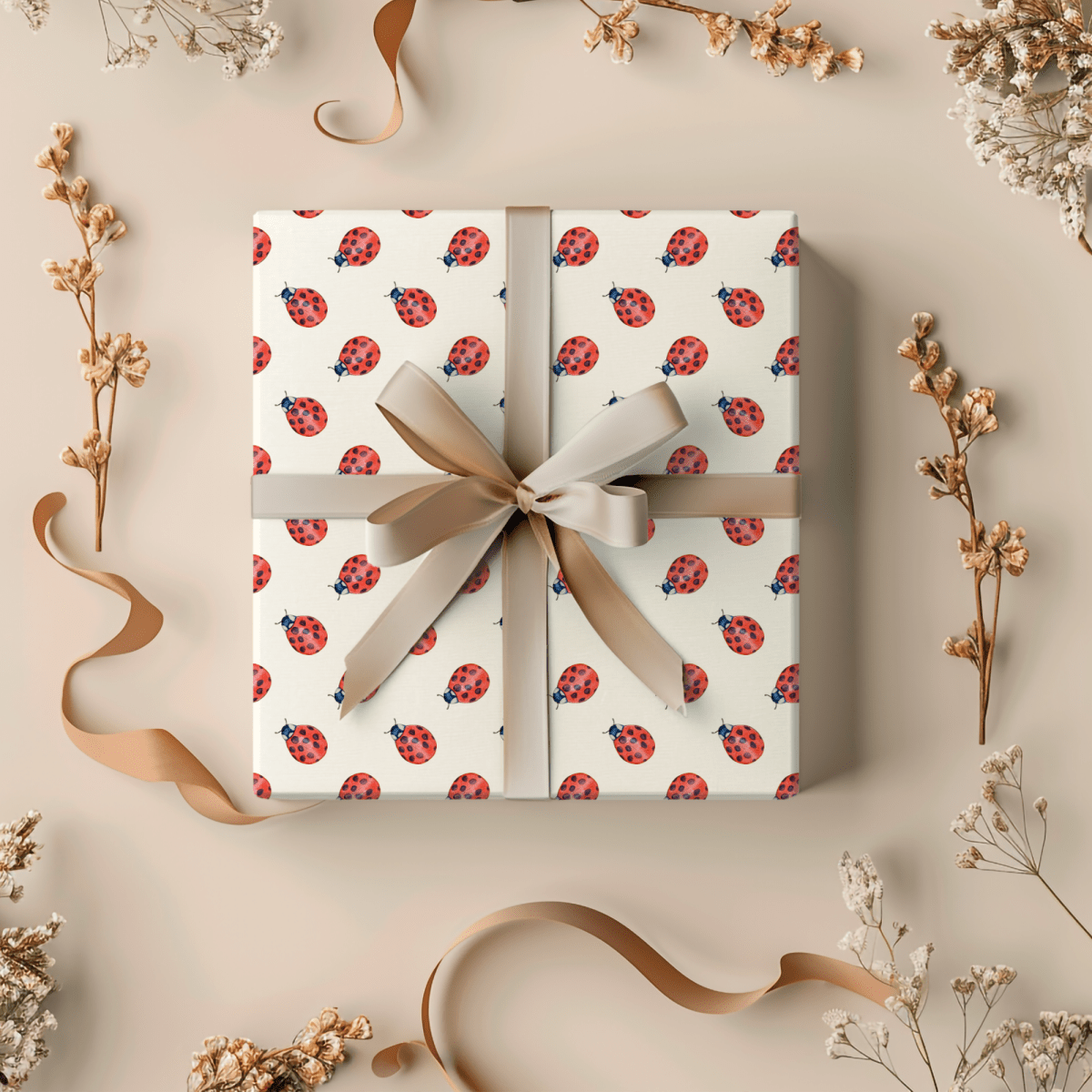 Lucky Little Ladybugs – Red Beetle Wrapping Paper