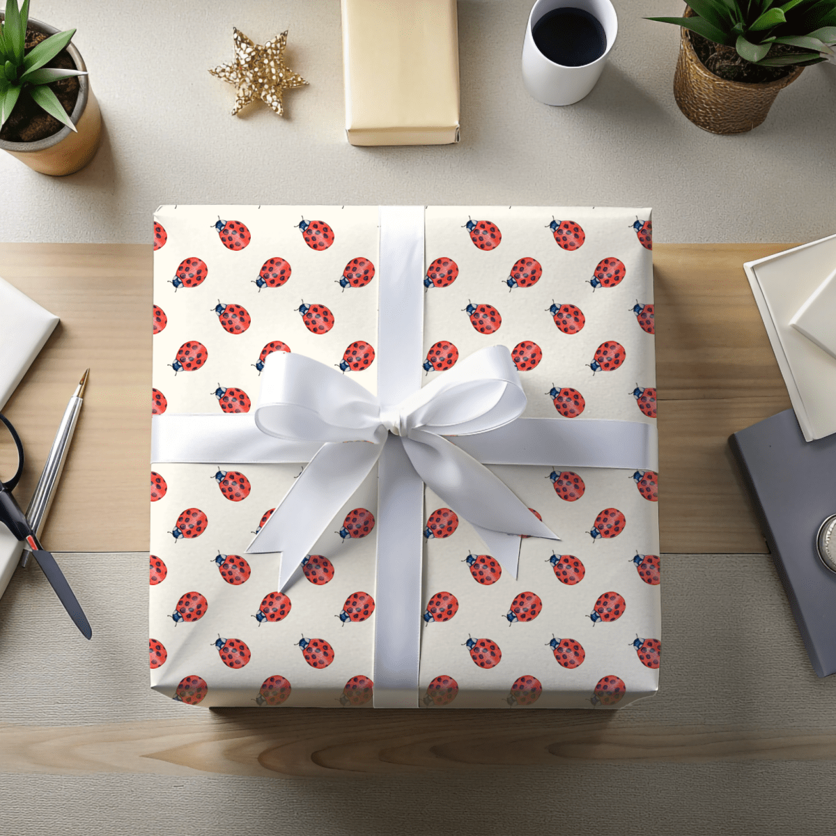 Lucky Little Ladybugs – Red Beetle Wrapping Paper