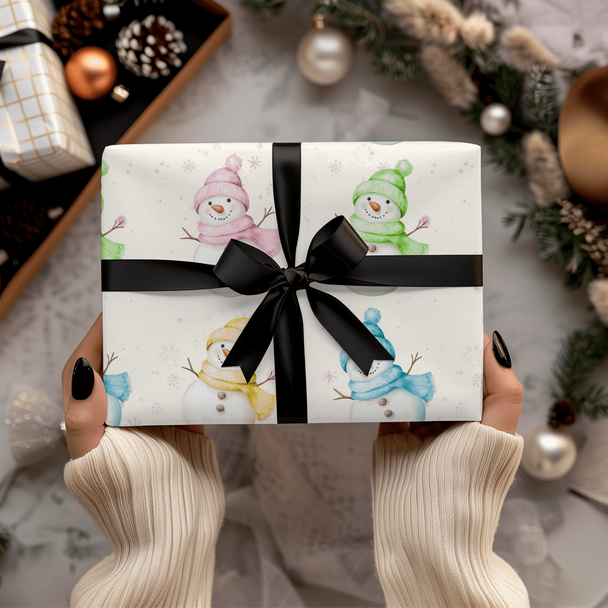 Frosty Friends in Color – Snowman Wrapping Paper