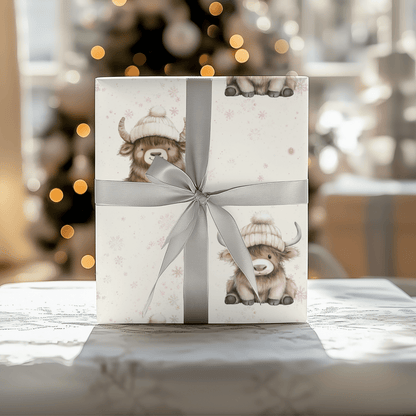 Highland Holiday Cuddles – Cozy Cow Wrapping Paper