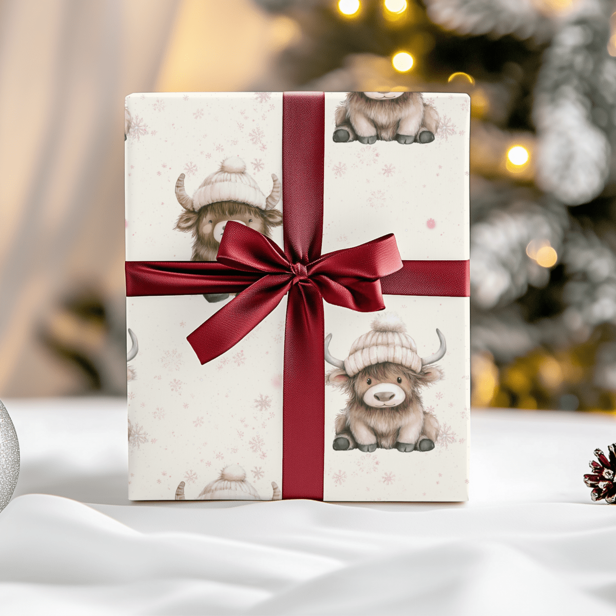 Highland Holiday Cuddles – Cozy Cow Wrapping Paper