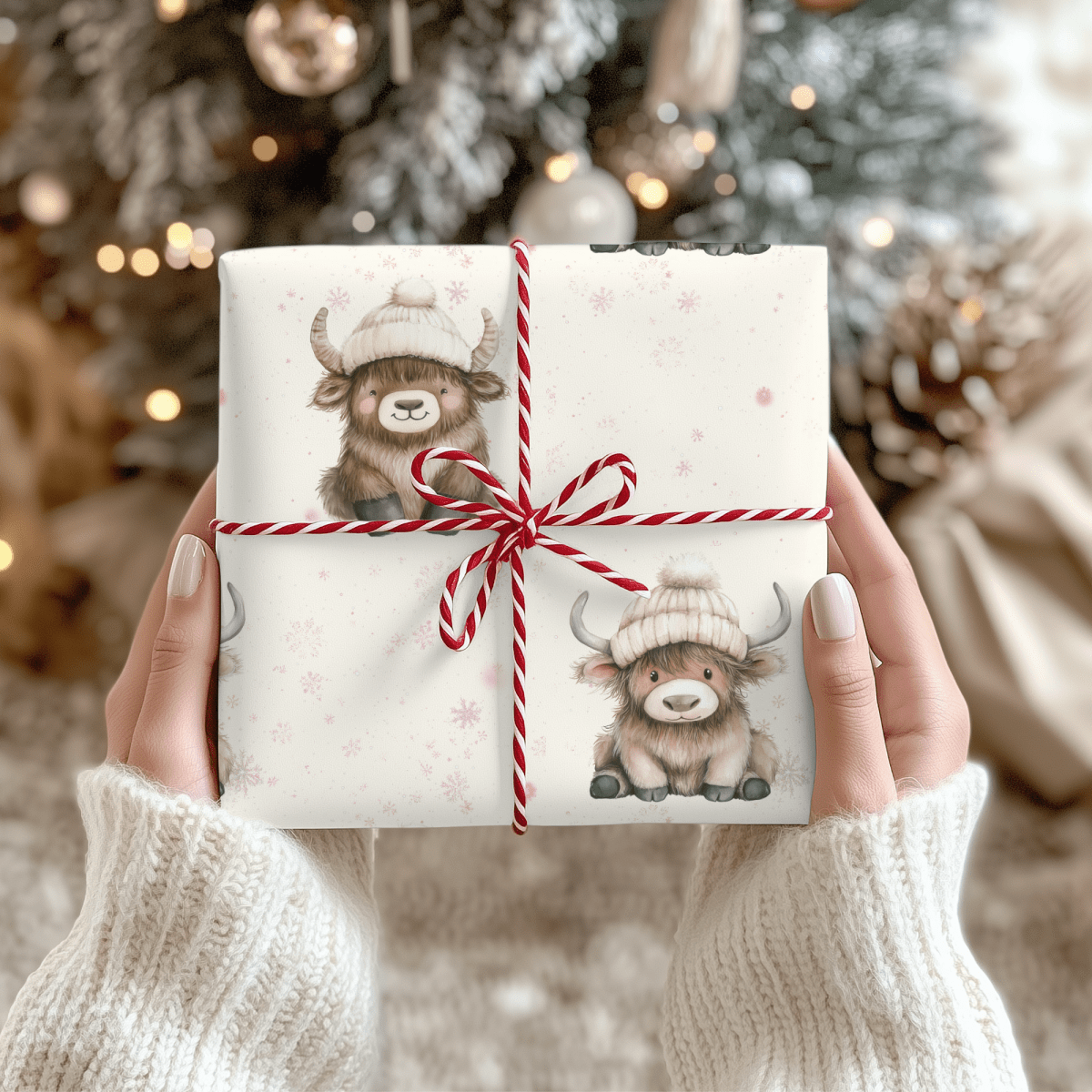 Highland Holiday Cuddles – Cozy Cow Wrapping Paper