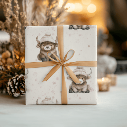 Highland Holiday Cuddles – Cozy Cow Wrapping Paper