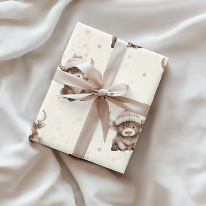 Highland Holiday Cuddles – Cozy Cow Wrapping Paper