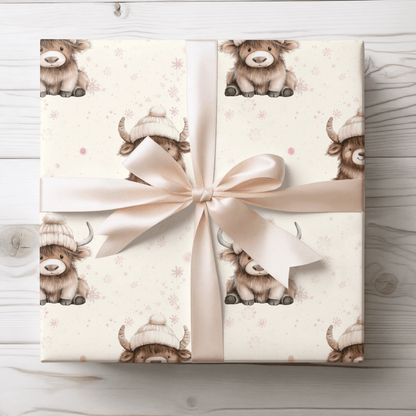 Highland Holiday Cuddles – Cozy Cow Wrapping Paper
