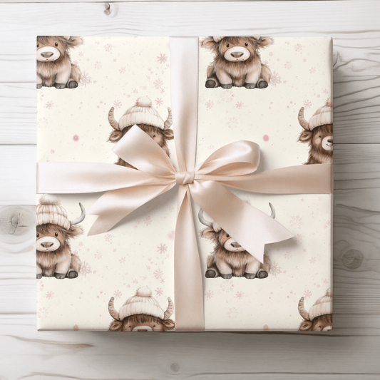 Highland Holiday Cuddles – Cozy Cow Wrapping Paper