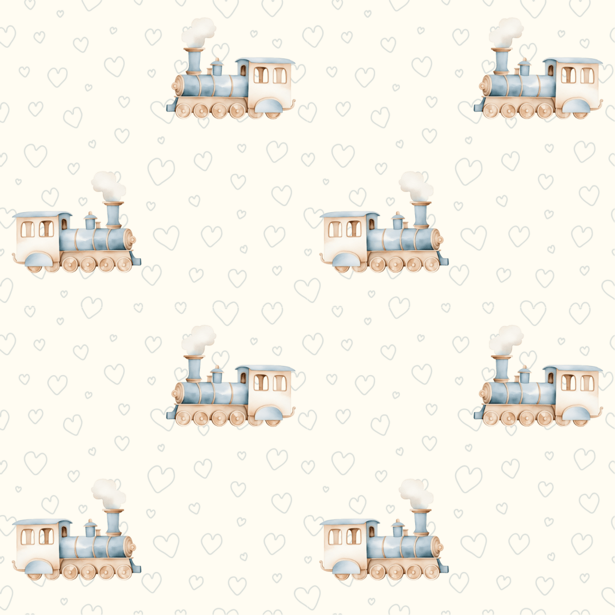 All Aboard Cuteness – Baby Blue Train Wrapping Paper