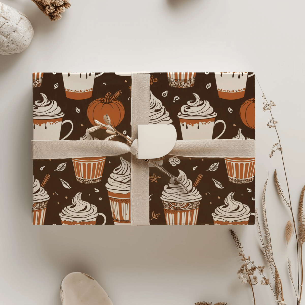 Spiced & Wrapped – Pumpkin Latte Wrapping Paper