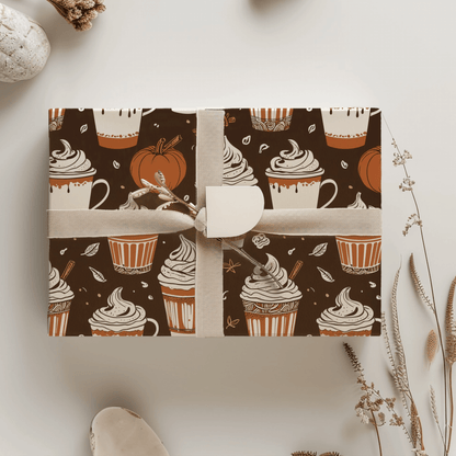 Spiced & Wrapped – Pumpkin Latte Wrapping Paper