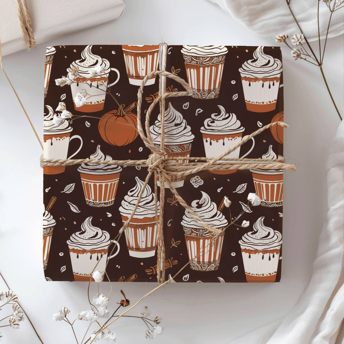 Spiced & Wrapped – Pumpkin Latte Wrapping Paper