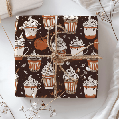 Spiced & Wrapped – Pumpkin Latte Wrapping Paper