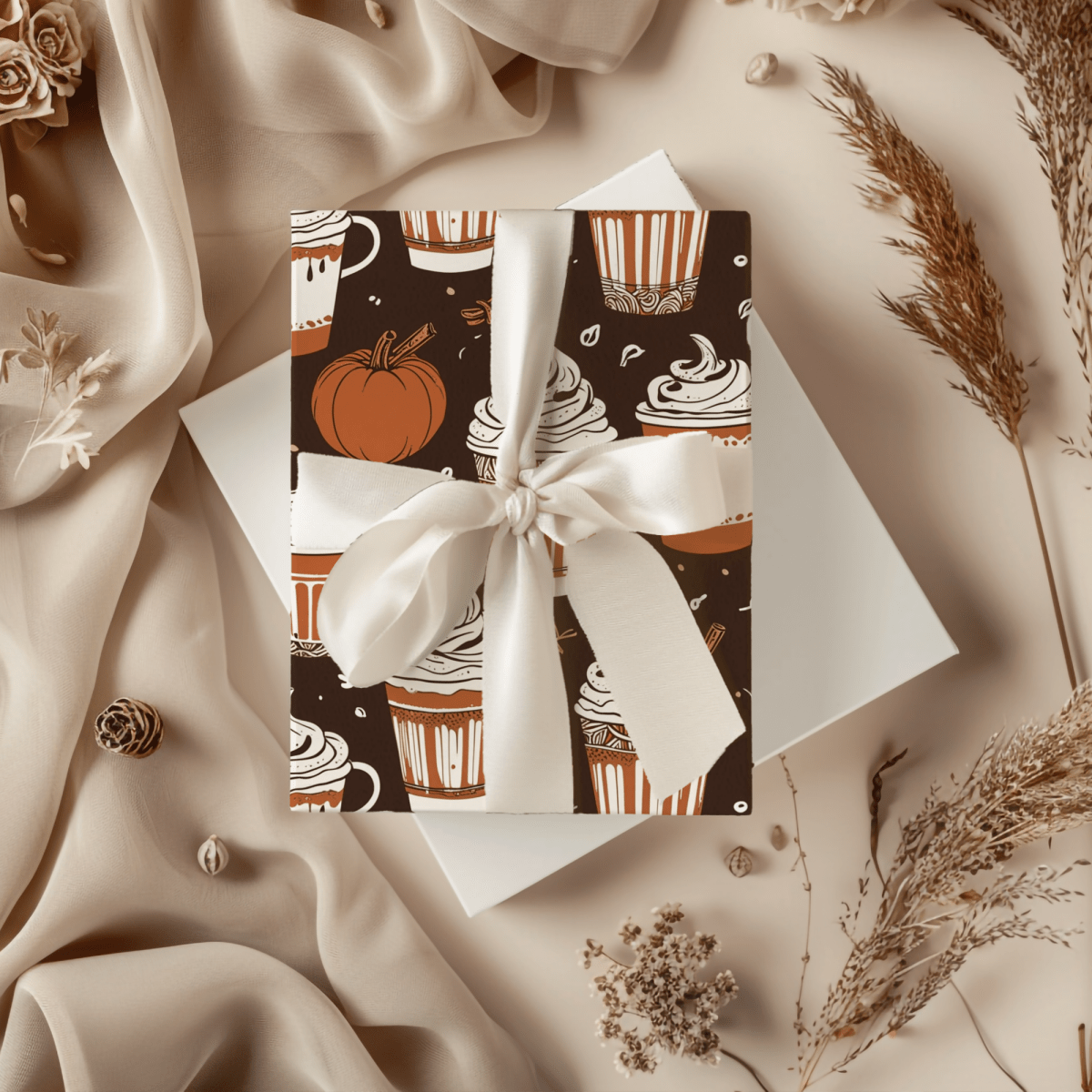 Spiced & Wrapped – Pumpkin Latte Wrapping Paper