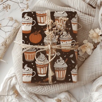 Spiced & Wrapped – Pumpkin Latte Wrapping Paper
