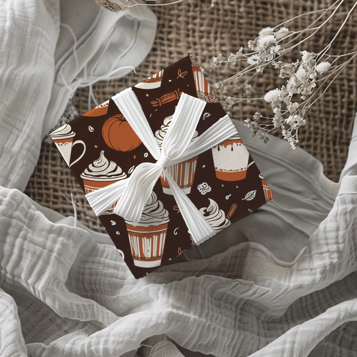 Spiced & Wrapped – Pumpkin Latte Wrapping Paper