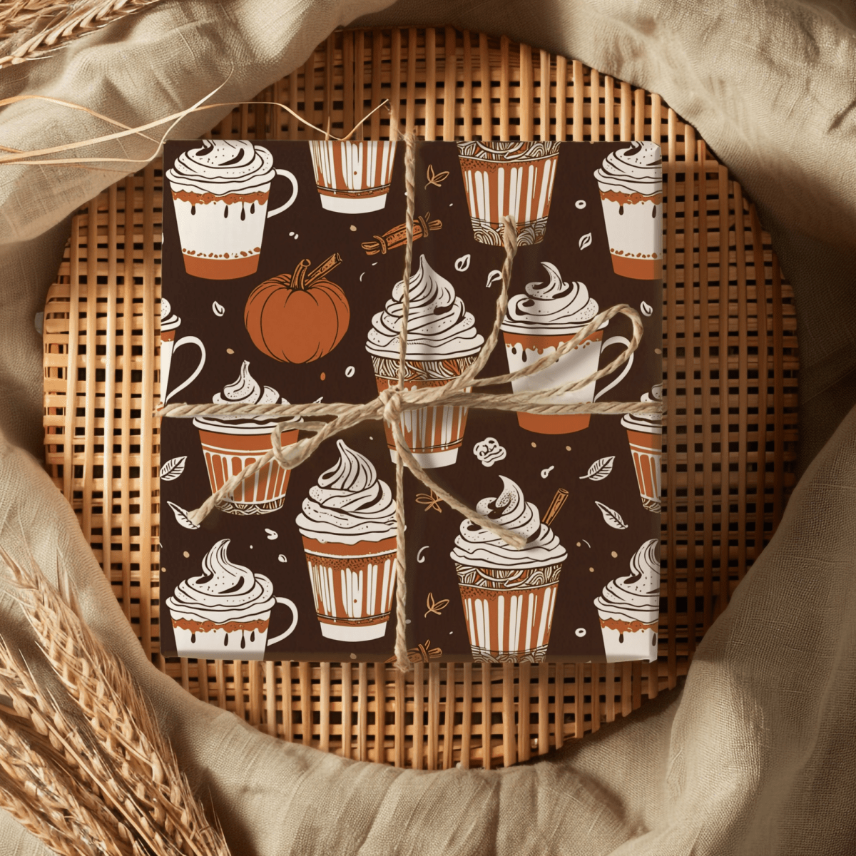 Spiced & Wrapped – Pumpkin Latte Wrapping Paper