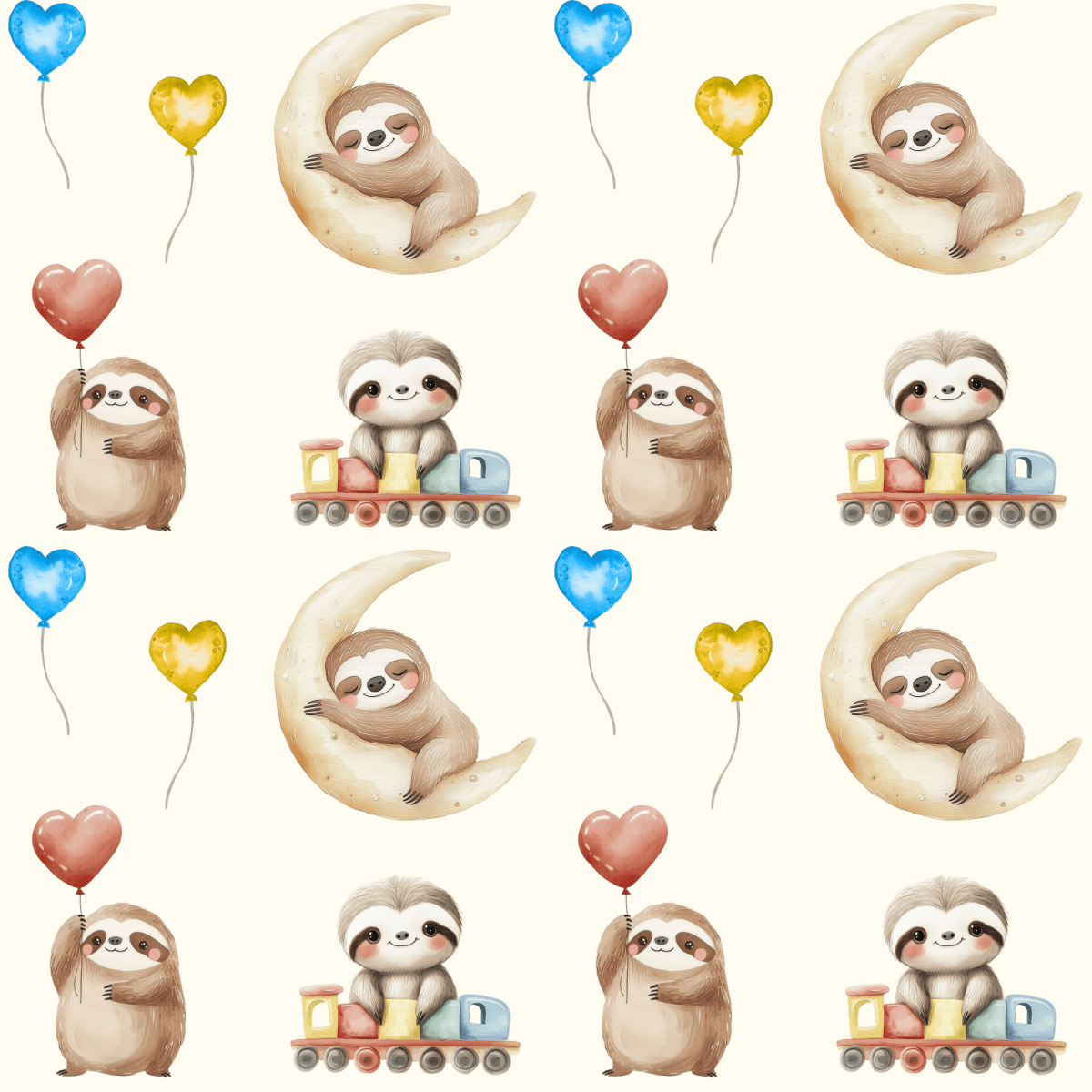 Snoozy Sloths & Balloon Dreams – Whimsical Wrapping Paper