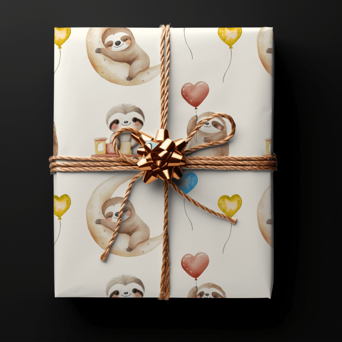 Snoozy Sloths & Balloon Dreams – Whimsical Wrapping Paper