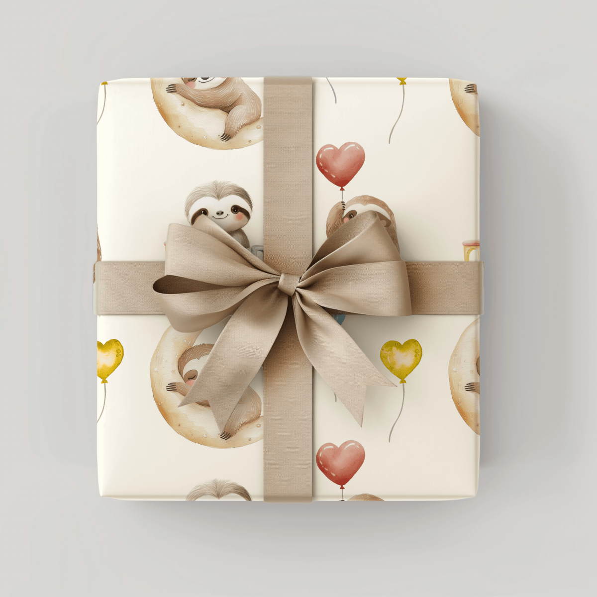 Snoozy Sloths & Balloon Dreams – Whimsical Wrapping Paper