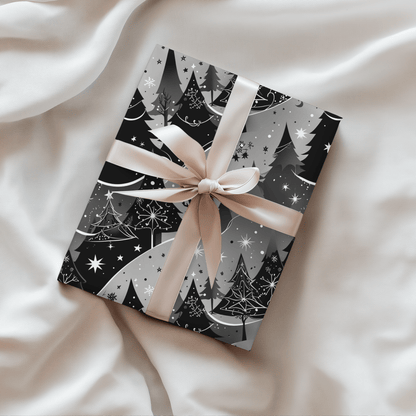 Starlit Forest – Magical Monochrome Christmas Wrapping Paper