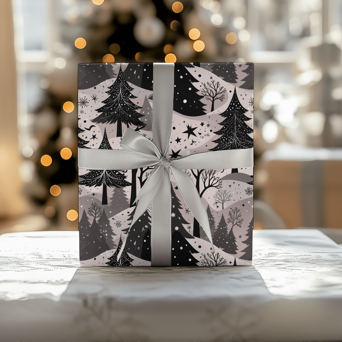 Blush Frost Forest – Pink Winter Wonderland Wrapping Paper