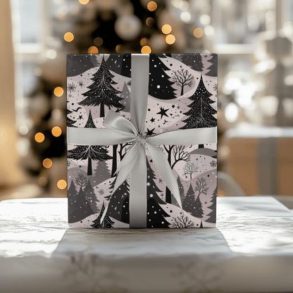 Blush Frost Forest – Pink Winter Wonderland Wrapping Paper