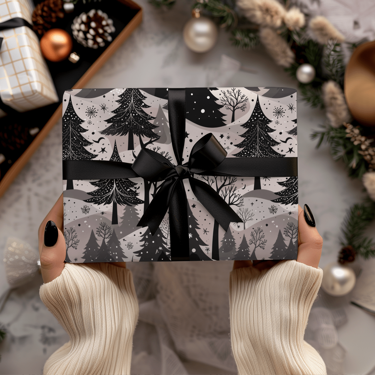 Blush Frost Forest – Pink Winter Wonderland Wrapping Paper
