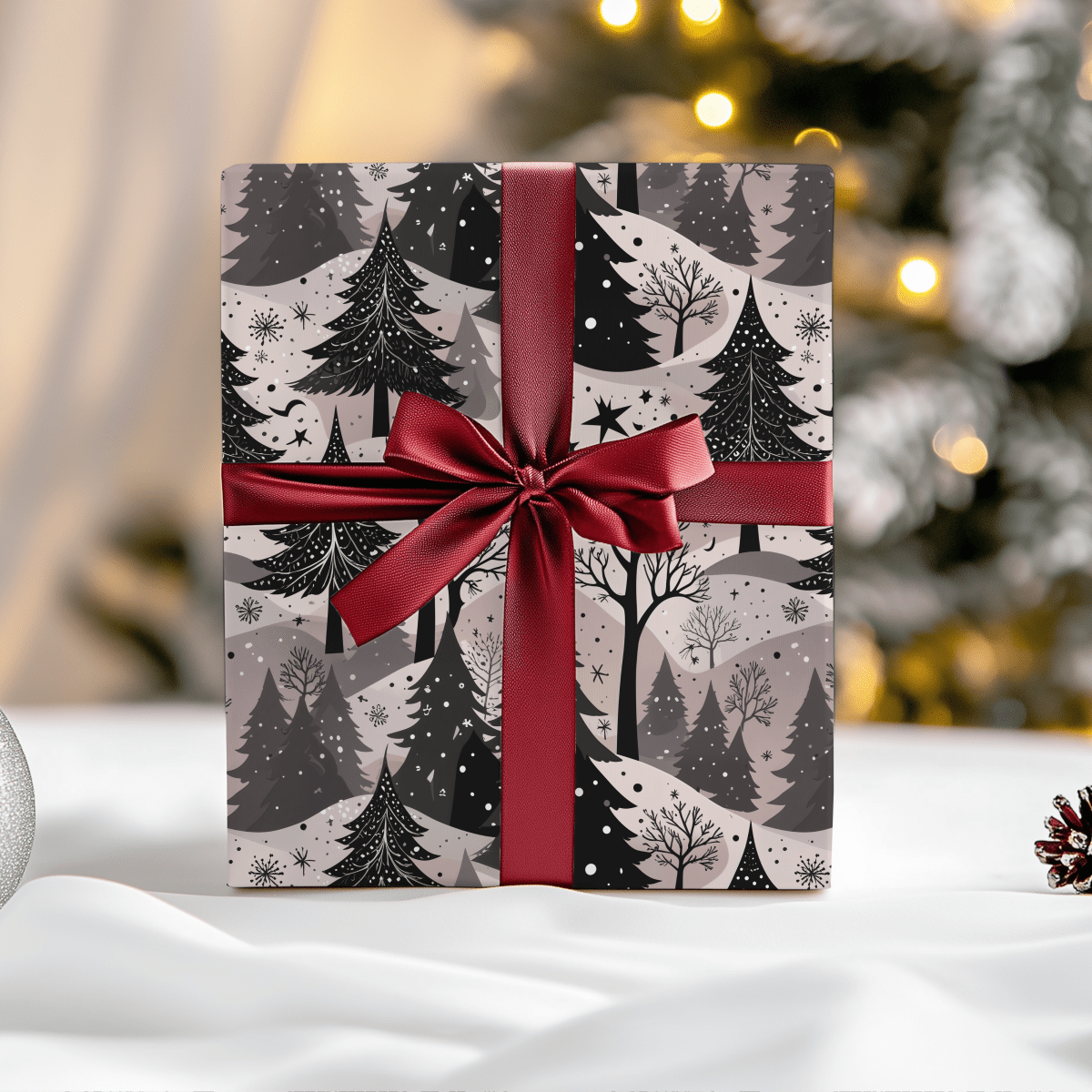 Blush Frost Forest – Pink Winter Wonderland Wrapping Paper