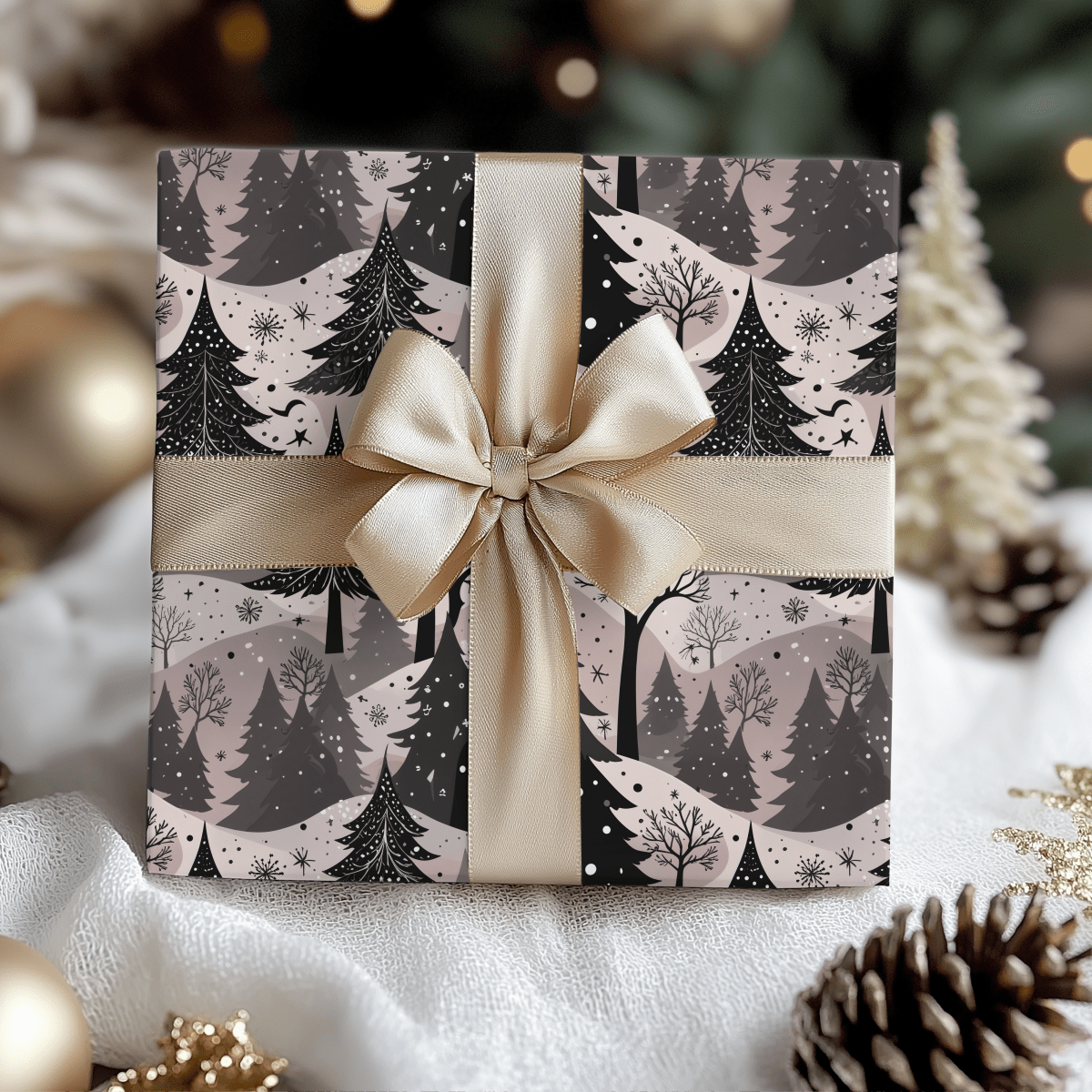 Blush Frost Forest – Pink Winter Wonderland Wrapping Paper
