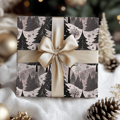 Blush Frost Forest – Pink Winter Wonderland Wrapping Paper